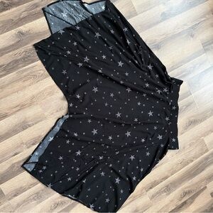 Torrid Black Starry Asymmetrical Flare Midi-Skirt